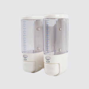 挂壁式塑料皂液器 透明双头滴液皂液器 手动按压皂液器 X-2212S